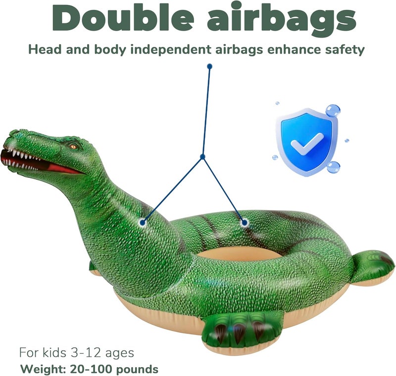 HOHQB Lifelike Inflatable Dinosaur Pool Floats Kids, Swimming Pool Ring ，Kids Pool Toys for Toddlers Ages 3-12 Boys Girls - Image 3